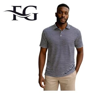 FG Tech Men’s Short-Sleeve Polo. Black, White. Large